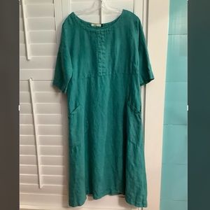 COPY - Camille & Co. Teal Green Thick Linen Dress Size M